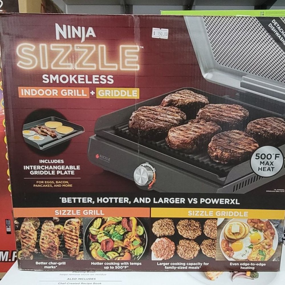 NINJA SIZZLE SMOKELESS INDOOR GRILL+GRIDDLE
